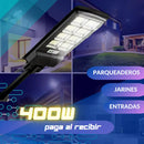 Lampara con panel solar grande 400 W - Potente y duradera.