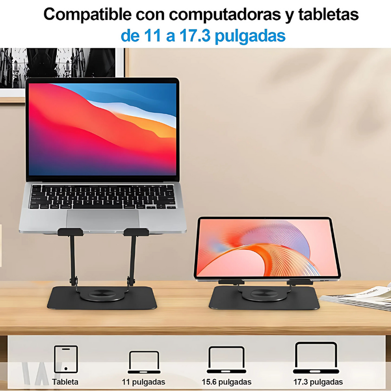 Base Giratoria en Aluminio 2 Ventiladores+ Soporte Celular de Obsequio