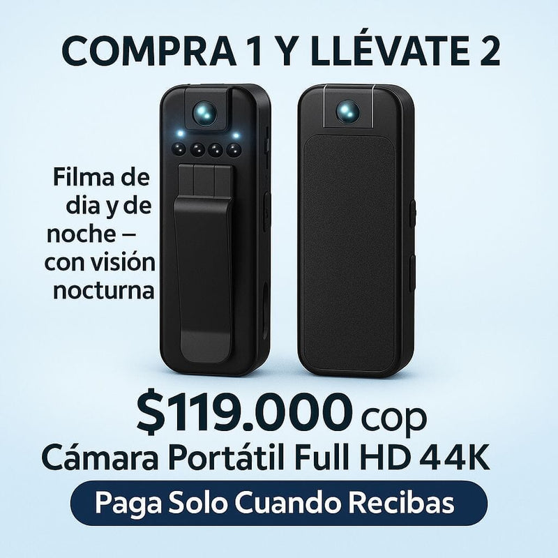 Cámara Portátil Full HD 4K – ¡Compra 1 y Llévate 2 + Memoria 128GB GRATIS! 🎥